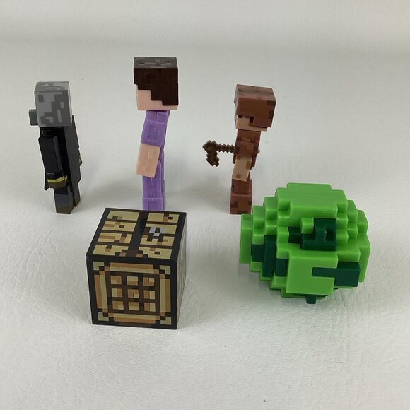 Minecraft Video Game Figures Topper 5pc Lot Steve Evoker Spawn Egg Playset Toy - Picture 3 of 6